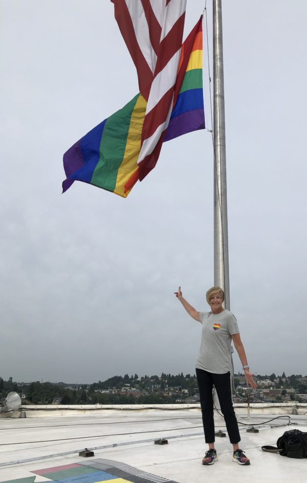 International Association of Venue Managers Rainbow Pride Flag Flies