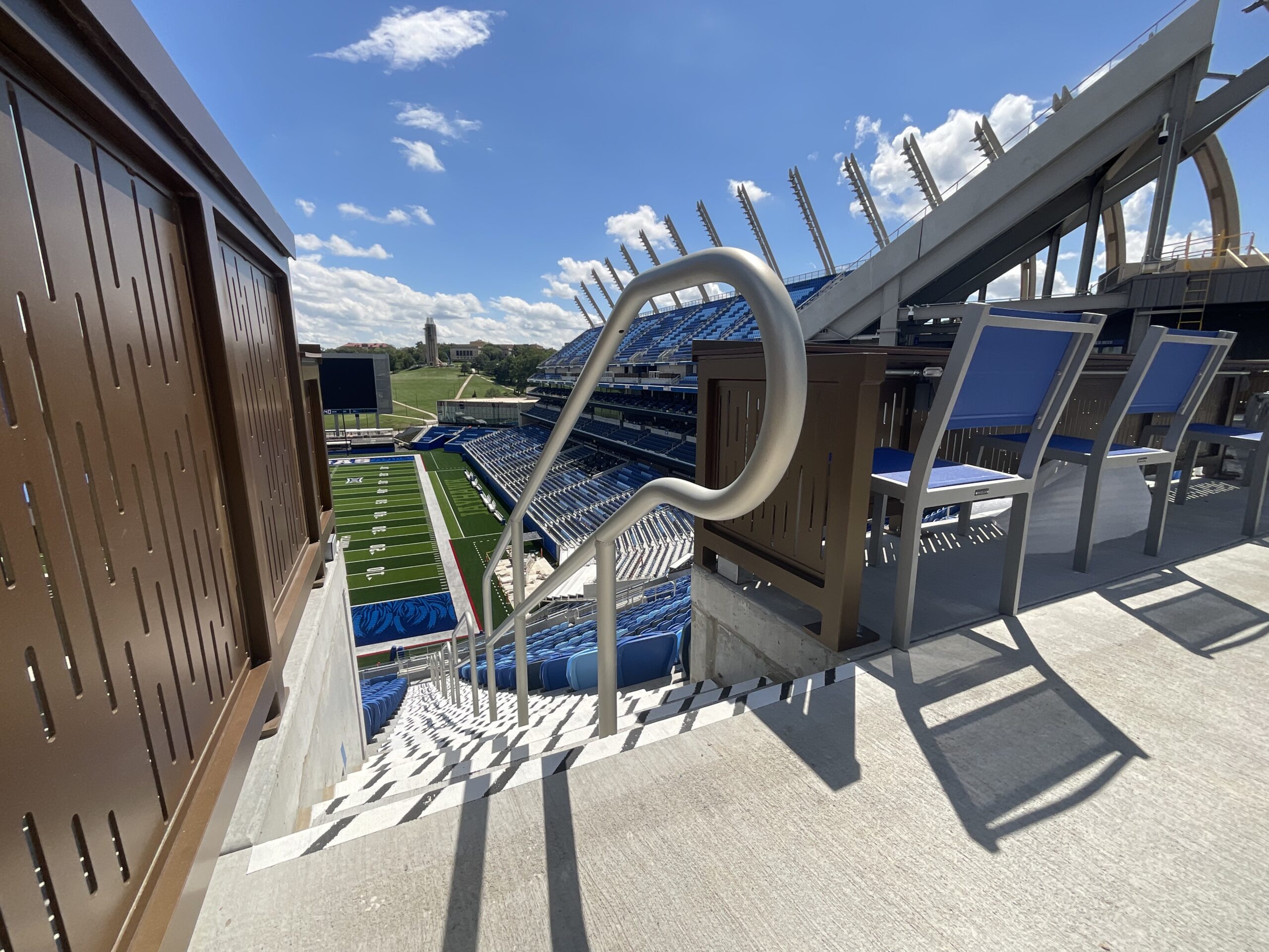 Railing and seats at stadium
