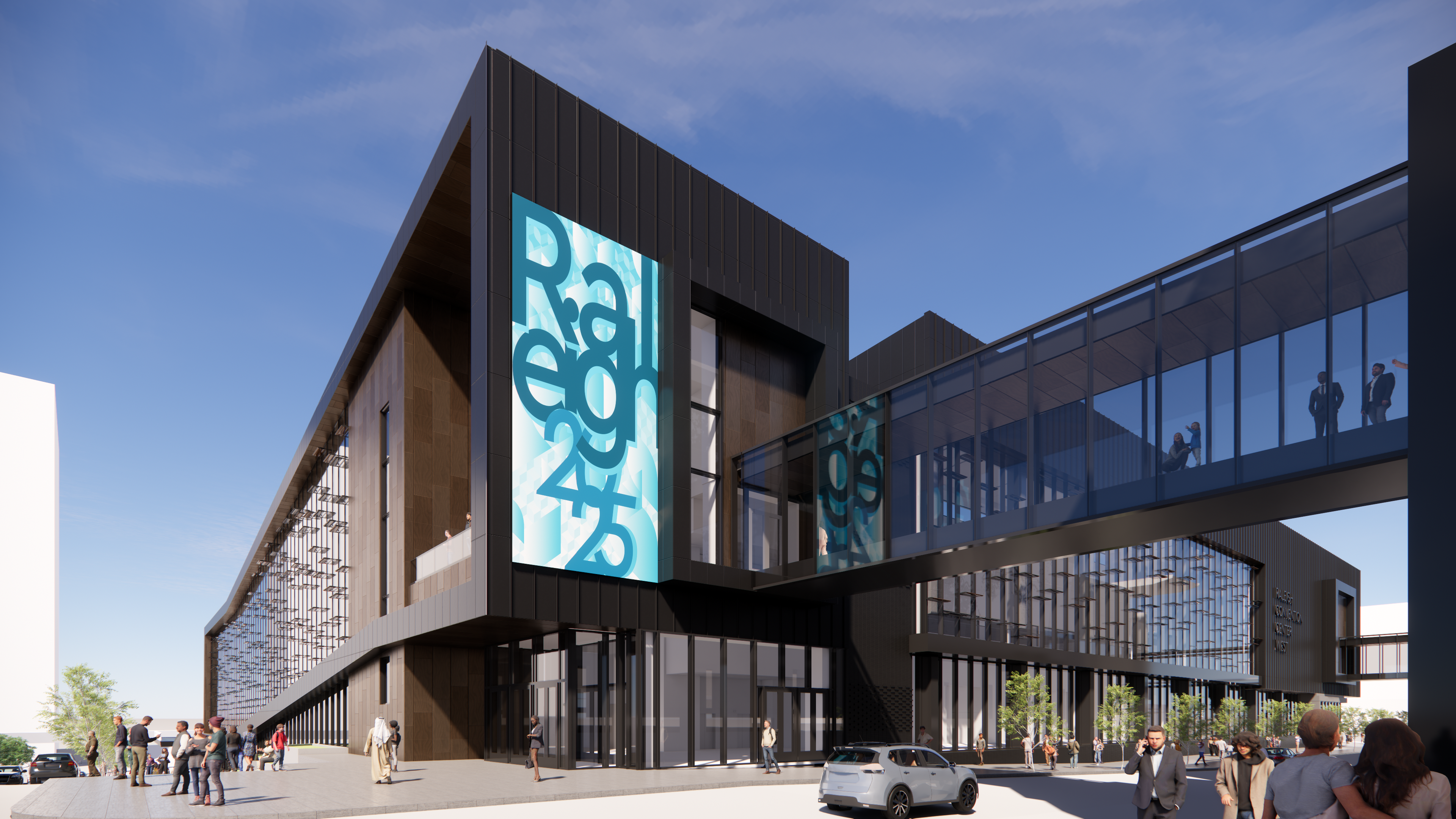 Rendering of the southeast corner exterior of the Raleigh Convention Center expansion