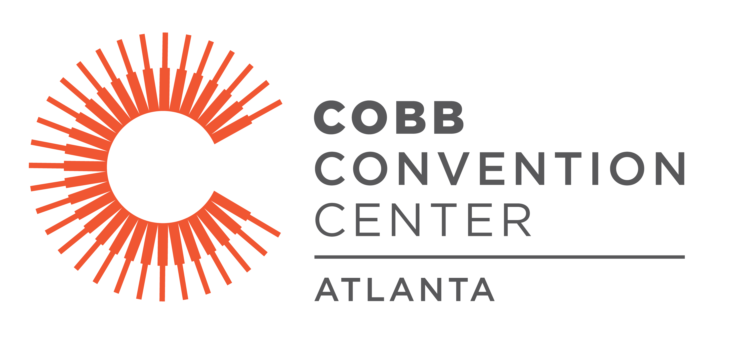 Cobb Convention Center Atlanta logo: orange illustrative "c" with the convention center's name in gray